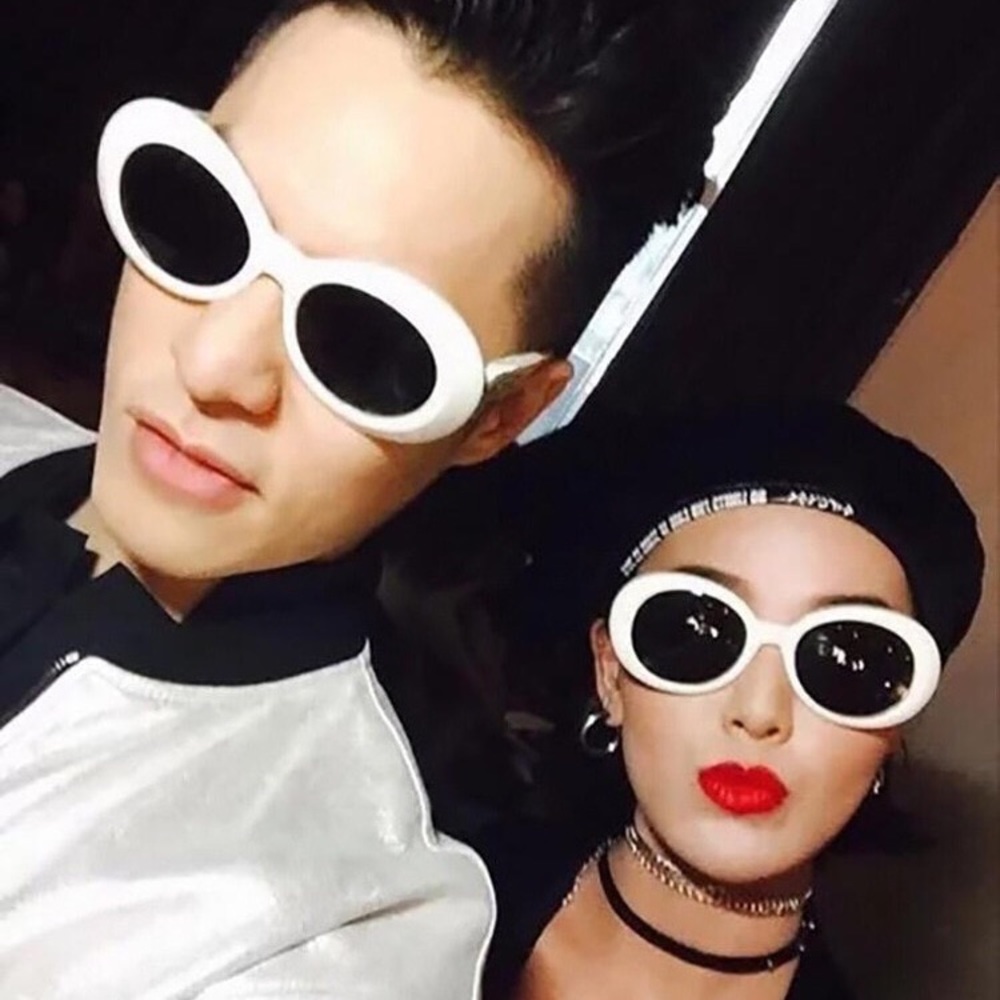 NEW Retro Oval Sunglasses Red Black White